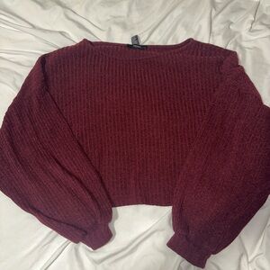 Forever 21 Cropped Burgundy Sweater